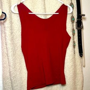 Red athletic material crop top